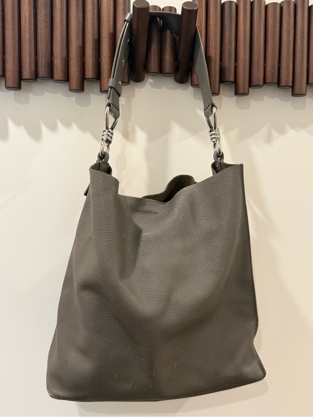 All Saints Captain Leather Tote/Shoulder Bag (grey)